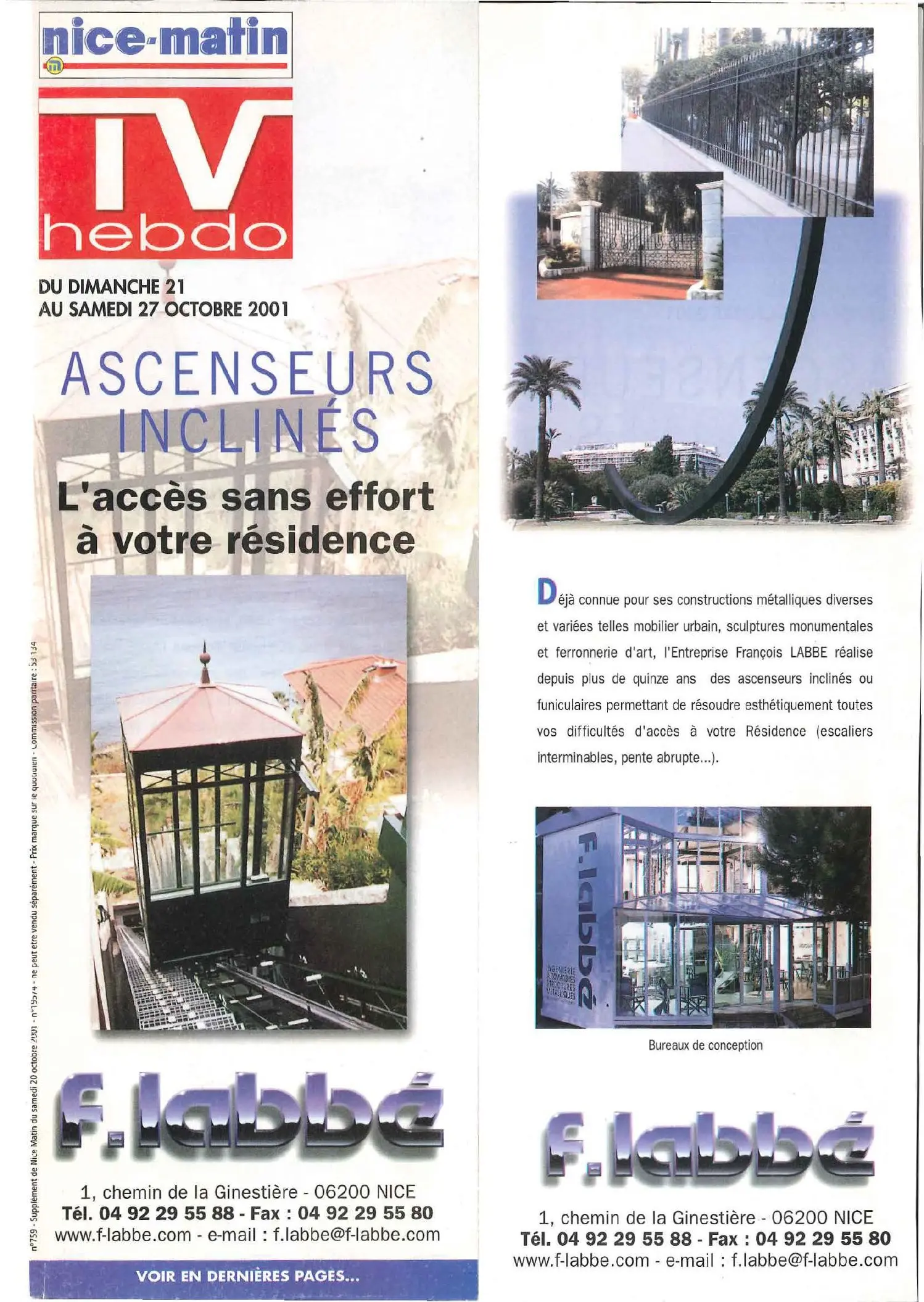 Encart TV Hebdo Ascenseurs inclinés, l’accès sans effort à votre résidence