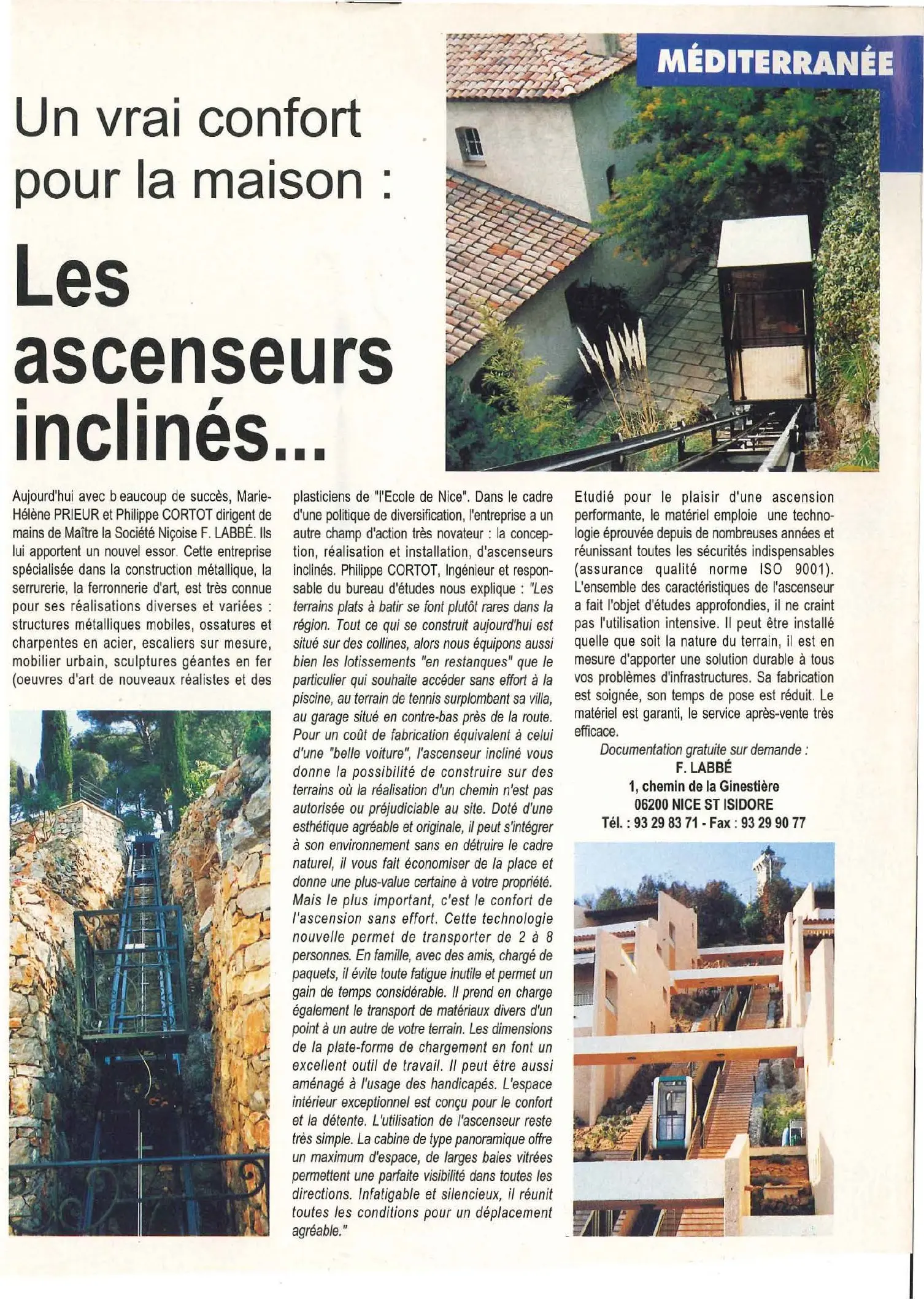 Article ancien Un vrai confort pour la maison, les ascenseurs inclinés