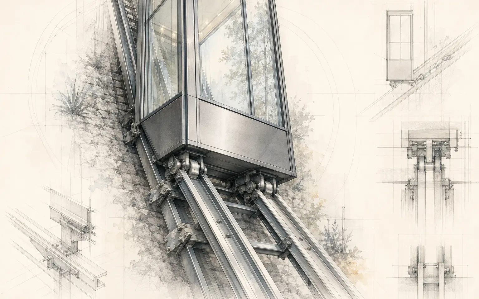 Detailed engineering study of inclined-lift guidance