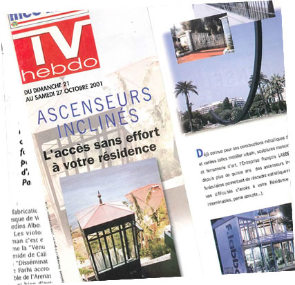 Article de TV Hebdo sur les ascenseurs inclinés François Labbé